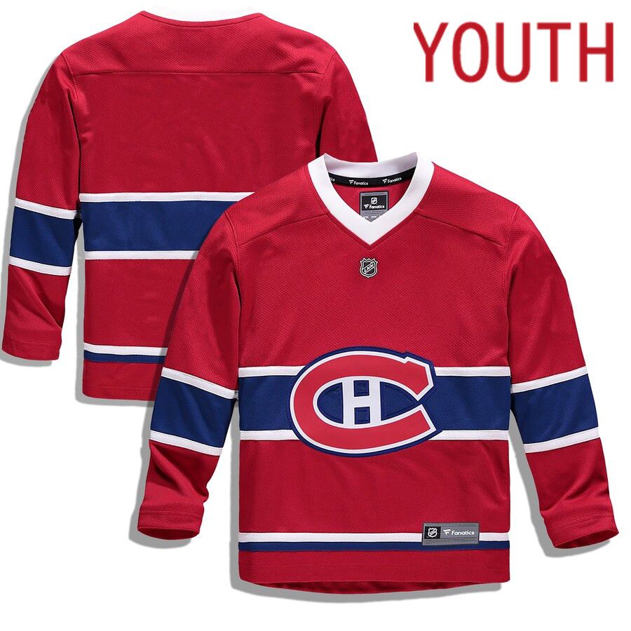 Youth Montreal Canadiens Fanatics Branded Red Home Replica Blank NHL Jersey->youth nhl jersey->Youth Jersey